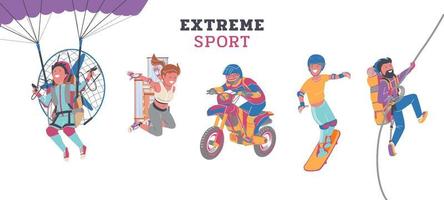 reeks van extreem sport- avontuur levensstijlen vlak vector illustratie Aan wit