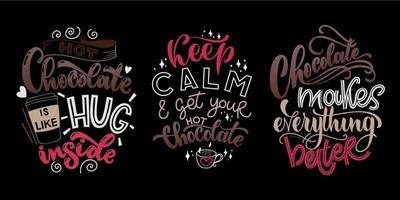 chocola hand- belettering citaten set. vector