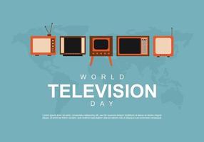 wereld televisie dag achtergrond met vijf wijnoogst televisie. vector