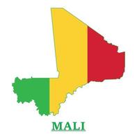 Mali nationaal vlag kaart ontwerp, illustratie van Mali land vlag binnen de kaart vector