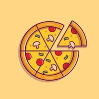 pizza plak tekenfilm vector icoon illustratie. voedsel voorwerp icoon concept geïsoleerd premie vector. vlak tekenfilm stijl
