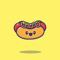 schattig hotdog tekenfilm vector icoon illustratie. voedsel icoon concept geïsoleerd premie vector. vlak tekenfilm stijl