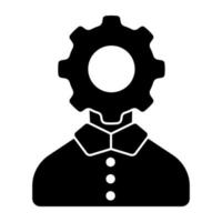 avatar met versnelling, plat ontwerp icoon van manager vector