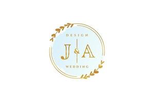 eerste ja schoonheid monogram en elegant logo ontwerp handschrift logo van eerste handtekening, bruiloft, mode, bloemen en botanisch met creatief sjabloon. vector