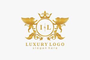 eerste il brief leeuw Koninklijk luxe logo sjabloon in vector kunst voor restaurant, royalty, boetiek, cafe, hotel, heraldisch, sieraden, mode en andere vector illustratie.