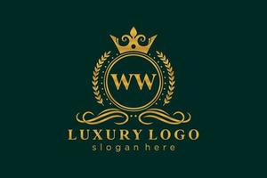 eerste ww brief Koninklijk luxe logo sjabloon in vector kunst voor restaurant, royalty, boetiek, cafe, hotel, heraldisch, sieraden, mode en andere vector illustratie.