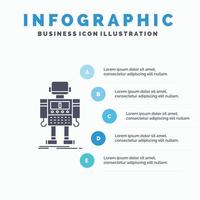 autonoom. machine. robot. robotachtig. technologie infographics sjabloon voor website en presentatie. glyph grijs icoon met blauw infographic stijl vector illustratie.