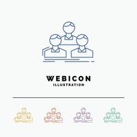 bedrijf. medewerker. groep. mensen. team 5 kleur lijn web icoon sjabloon geïsoleerd Aan wit. vector illustratie