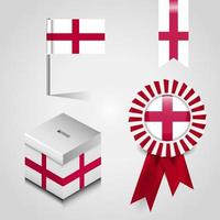 Engeland Verenigde koninkrijk land vlag plaats Aan stemmen doos. lint insigne banier en kaart pin vector