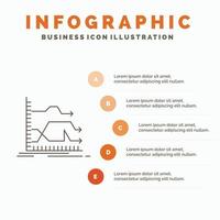 pijlen. naar voren. grafiek. markt. voorspelling infographics sjabloon voor website en presentatie. lijn grijs icoon met oranje infographic stijl vector illustratie