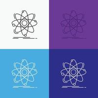 atoom. wetenschap. chemie. natuurkunde. nucleair icoon over- divers achtergrond. lijn stijl ontwerp. ontworpen voor web en app. eps 10 vector illustratie