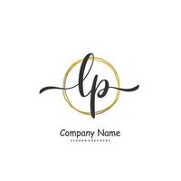 lp eerste handschrift en handtekening logo ontwerp met cirkel. mooi ontwerp handgeschreven logo voor mode, team, bruiloft, luxe logo. vector