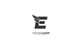 e logo vleugel voor identiteit. veer sjabloon vector illustratie voor uw merk.