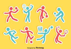 Sport Stickman Sticker Vector Set