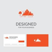 bedrijf logo sjabloon voor heuvel. landschap. natuur. berg. boom. oranje bezoekende kaarten met merk logo sjabloon. vector