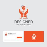bedrijf logo sjabloon voor idee. ideeën. creatief. deel. handen. oranje bezoekende kaarten met merk logo sjabloon. vector