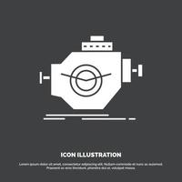 motor. industrie. machine. motor. prestatie icoon. glyph vector symbool voor ui en ux. website of mobiel toepassing