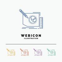 inhoud. ontwerp. kader. bladzijde. tekst 5 kleur lijn web icoon sjabloon geïsoleerd Aan wit. vector illustratie