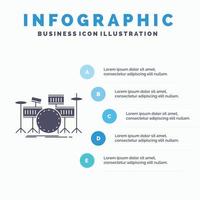 trommel. trommels. instrument. uitrusting. musical infographics sjabloon voor website en presentatie. glyph grijs icoon met blauw infographic stijl vector illustratie.