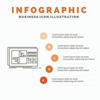 controle. gelijkmaker. egalisatie. geluid. studio infographics sjabloon voor website en presentatie. lijn grijs icoon met oranje infographic stijl vector illustratie