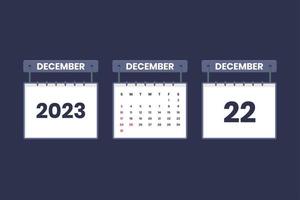 22 december 2023 kalender icoon voor schema, afspraak, belangrijk datum concept vector