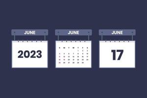 17 juni 2023 kalender icoon voor schema, afspraak, belangrijk datum concept vector