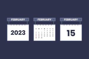 15 februari 2023 kalender icoon voor schema, afspraak, belangrijk datum concept vector
