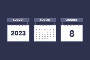 8 augustus 2023 kalender icoon voor schema, afspraak, belangrijk datum concept vector