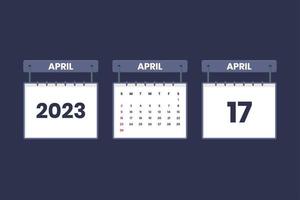 17 april 2023 kalender icoon voor schema, afspraak, belangrijk datum concept vector