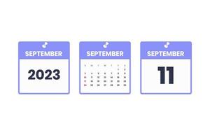 september kalender ontwerp. september 11 2023 kalender icoon voor schema, afspraak, belangrijk datum concept vector