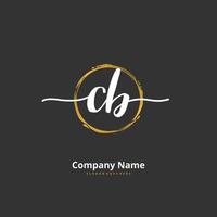 cb eerste handschrift en handtekening logo ontwerp met cirkel. mooi ontwerp handgeschreven logo voor mode, team, bruiloft, luxe logo. vector