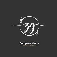 zg eerste handschrift en handtekening logo ontwerp met cirkel. mooi ontwerp handgeschreven logo voor mode, team, bruiloft, luxe logo. vector