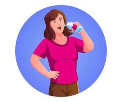 een vrouw drinken water, gezond en sport concept vector