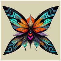 vlinder hand- getrokken elegant decoratief ontwerp elementen tribal voor tatoeëren of prints posters muur kunst vinyl stickers, vector