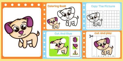 werkbladen pak voor kinderen met hond vector. kinderen studie boek vector