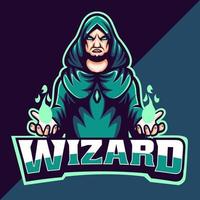 wizard esport logo mascotte ontwerp vector