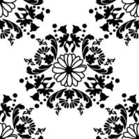 zwart en wit bloemen patroon. wijnoogst naadloos behang met een symmetrisch patroon. vector illustratie.