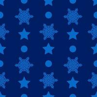 Kerstmis semless patroon met sneeuwvlok, ster en cirkel Aan blauw achtergrond. vector illustratie