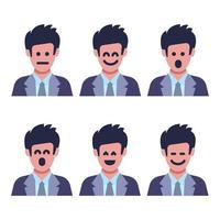 reeks van zes mannen met verschillend gelaats emoties. menselijk gezicht met emoji karakter. vector illustratie