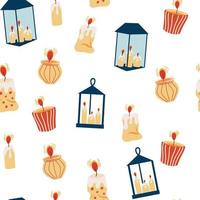 Kerstmis kaars naadloos patroon. gekleurde slinger voor interieur decoratie, vakantie en nieuw jaar. perfect voor behang, scrapbooking en afdrukken. vector illustratie