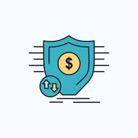 financiën. financieel. geld. zeker. veiligheid vlak icoon. groen en geel teken en symbolen voor website en mobiel toepassing. vector illustratie
