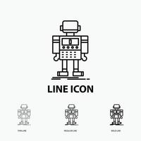 autonoom. machine. robot. robotachtig. technologie icoon in dun. regelmatig en stoutmoedig lijn stijl. vector illustratie