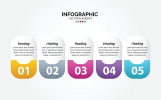 vector horizontaal infographic pijl ontwerp met 5 opties of stappen. horizontaal infographic voor bedrijf concept. kan worden gebruikt voor presentaties spandoek. workflow lay-out