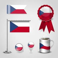 Tsjechisch republiek land vlag plaats Aan kaart pin. staal pool en lint insigne banier vector