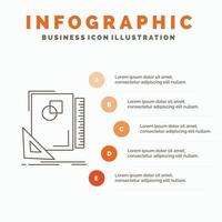 ontwerp. indeling. bladzijde. schetsen. schetsen infographics sjabloon voor website en presentatie. lijn grijs icoon met oranje infographic stijl vector illustratie