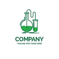 analyse. chemie. fles. Onderzoek. test vlak bedrijf logo sjabloon. creatief groen merk naam ontwerp. vector