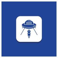 blauw ronde knop voor buitenaards wezen. ruimte. ufo. ruimteschip. Mars glyph icoon vector