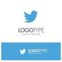 netwerk sociaal twitter blauw solide logo met plaats voor slogan vector