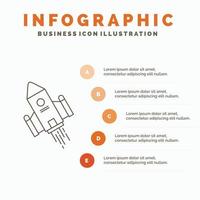 ruimte ambacht. shuttle. ruimte. raket. lancering infographics sjabloon voor website en presentatie. lijn grijs icoon met oranje infographic stijl vector illustratie