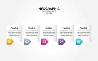 horizontaal infographic ontwerp sjabloon met 5 opties of stappen. vector